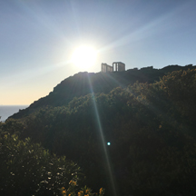 temple of poseidon w beam of light